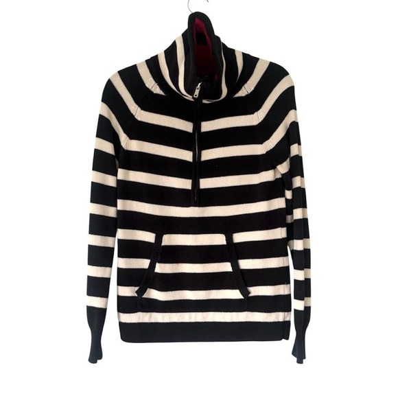 Ralph Lauren Black and White Striped Sweater with Red Collar - Picture 2 of 6